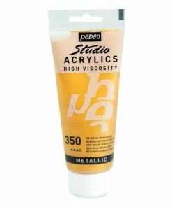 New 😀 Pebeo Iridescent Rich Gold Studio Acrylic Paint 100ml 😍