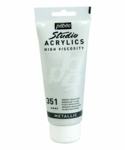 Cheap 🌟 Pebeo Iridescent Silver Studio Acrylic Paint 100ml ❤️