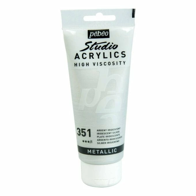 Cheap ๐ Pebeo Iridescent Silver Studio Acrylic Paint 100ml โค๏ธ