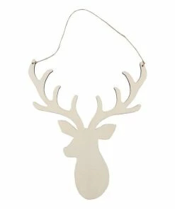 Outlet 🔔 Hobbycraft Wooden Stag Head Hanging Decoration 30cm 💯