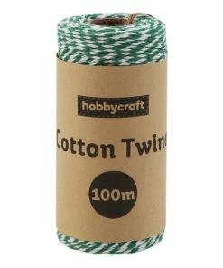 Budget ๐ Hobbycraft Green And White Cotton Twine 100m ๐
