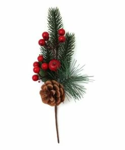 Brand new ๐ Hobbycraft Red Berries And Fir Cone Pick 26cm โจ