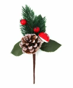 Outlet 🤩 Hobbycraft Red Mushroom And Pine Cone Pick 16.5cm 🧨