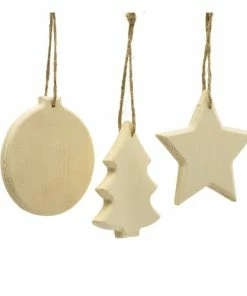 Alternative view of Cheap 🛒 Hobbycraft Wooden Hanging 🎅 Christmas Decorations 3 Pack 💯