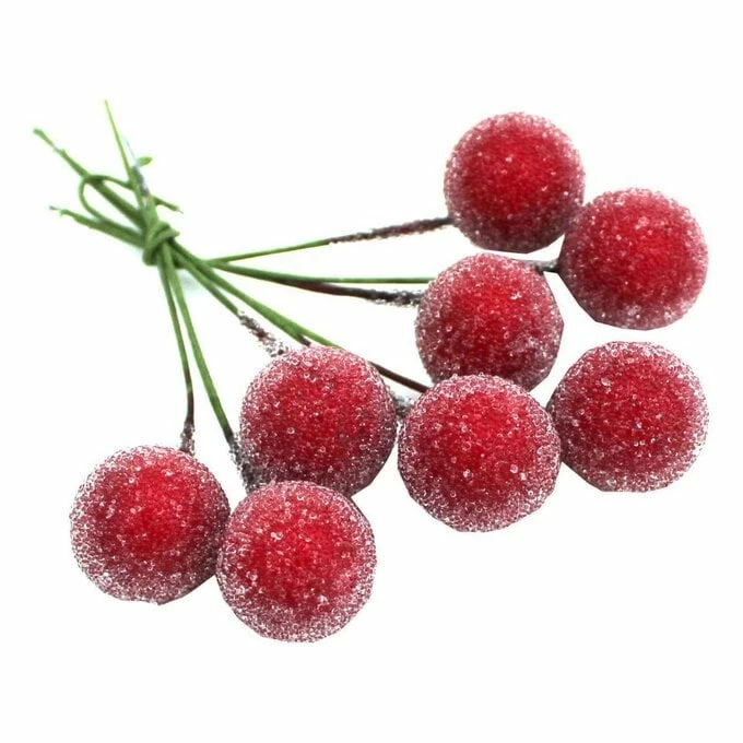 Cheap 🥰 Hobbycraft Frosted Red Berry Picks 8 Pieces 🎁 4 Cheap 🥰 Hobbycraft Frosted Red Berry Picks 8 Pieces 🎁 - Image 2