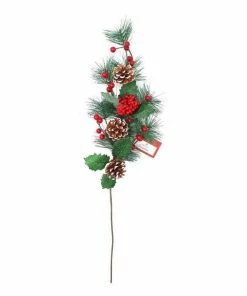 Best Sale 😉 Hobbycraft Fir Cone And Red Berry Stem 63cm 🔥