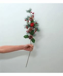 Alternative view of Best Sale 😉 Hobbycraft Fir Cone And Red Berry Stem 63cm 🔥