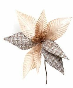 Deals โค๏ธ Hobbycraft Champagne Poinsettia Pick 28cm ๐