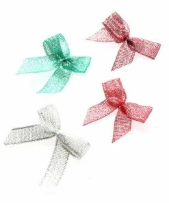New ✔️ Hobbycraft Assorted Festive Mini Bows 15 Pack 🛒 -Hobbycraft Shop 658426 1000 3 Festive Ribbon Bows Red Green Silver