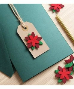 Alternative view of Best Sale 💯 Hobbycraft Poinsettia Felt Toppers 4 Pack 🎁