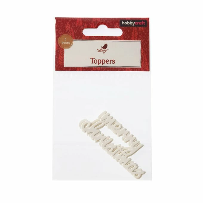 Hot Sale 🔔 Hobbycraft White Merry 🎄 Christmas Card Toppers 5 Pack 🔔 6 Hot Sale 🔔 Hobbycraft White Merry 🎄 Christmas Card Toppers 5 Pack 🔔 - Image 4