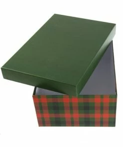 Hot Sale 🧨 Hobbycraft Red And Green Tartan Gift Box 28cm X 20cm X 10cm ⭐