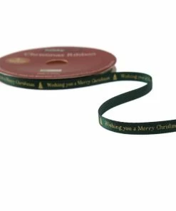 Alternative view of Top 10 ✨ Hobbycraft Green And Gold Merry 🎄 Christmas Ribbon 5mm X 2m ❤️