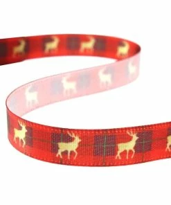Deals ๐ Hobbycraft Red Tartan Stag Ribbon 10mm X 2m โค๏ธ