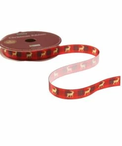 Alternative view of Deals 🔔 Hobbycraft Red Tartan Stag Ribbon 10mm X 2m ❤️