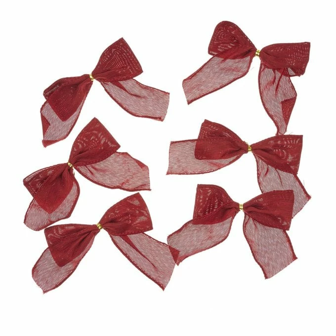 New π€© Hobbycraft Red Fabric Bows 6 Pack π