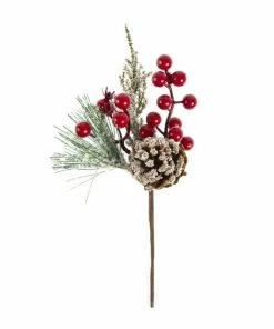 New 💯 Hobbycraft Red Berry And Fir Cone Pick 22cm 😀