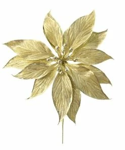 Best Pirce ๐งจ Hobbycraft Gold Poinsettia Pick 28cm ๐