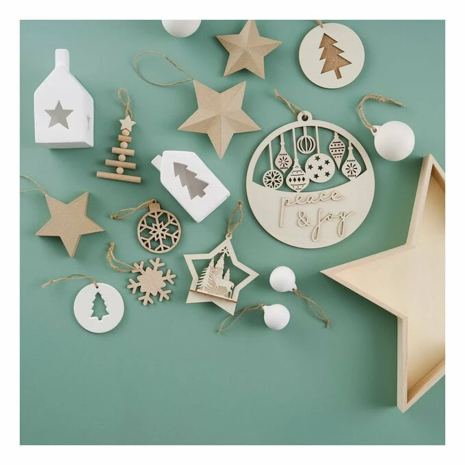 Discount π Hobbycraft Hanging Wooden Snowflake Decoration 8cm π 4 Discount π Hobbycraft Hanging Wooden Snowflake Decoration 8cm π - Image 2
