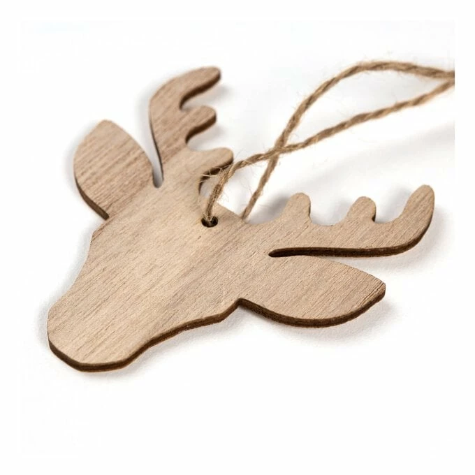 Best Sale 👍 Hobbycraft Hanging Wooden Stag Head Decoration 8cm 🛒 - Image 2