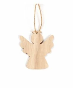 Promo 🔥 Hobbycraft Hanging Wooden Angel Decoration 8cm ⭐