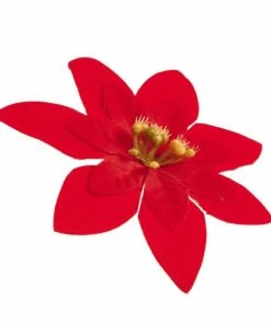 Alternative view of Discount 💯 Hobbycraft Red Poinsettia Pick 14cm 🧨